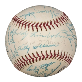 1973-76 Era Hall of Fame Induction Multi-Signed ONL Feeney Baseball with 25 Signatures Including Cronin, Terry & Giles (JSA)